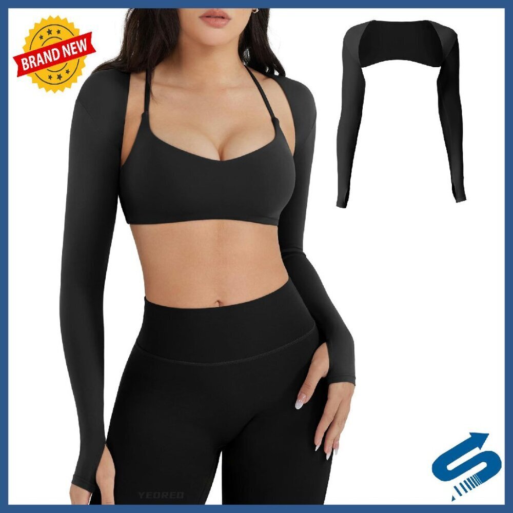 Long Sleeve Crop Top Bolero Shrug Buttery Soft Stretchy Workout